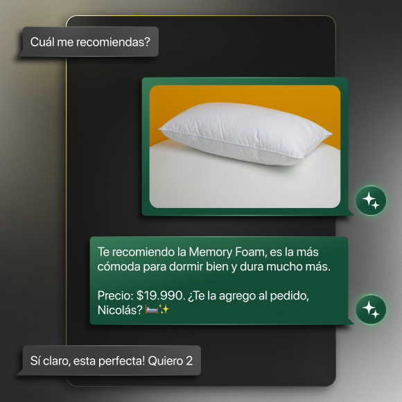 Recomienda y agrega al carrito directo en el chat